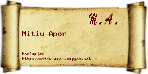 Mitiu Apor névjegykártya